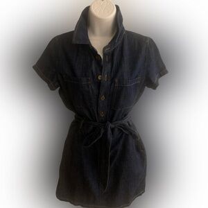 J. Crew Indigo Denim Shirt Dress-4 dark navy denim , cotton